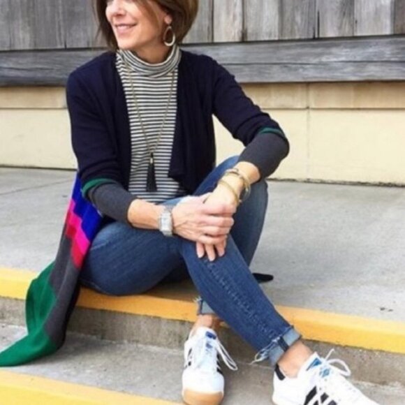 Anthropologie Lilis Closet Junie Striped Cardigan Knit‎ Waterfall Boho Medium M - Picture 2 of 14